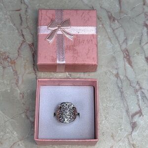 Pink Gift Box with Silver Ring In A Gift Box